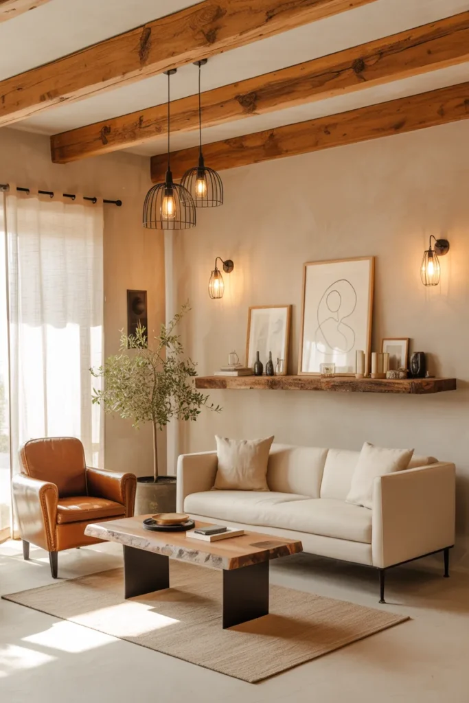 Reclaimed Wood Beams and Neutral Color Palette