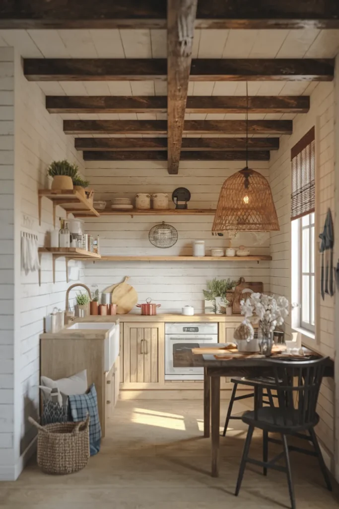 Reclaimed Wood Beams and Whitewashed Walls
