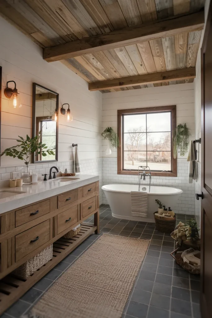 Reclaimed Wood Ceiling for Warmth Above