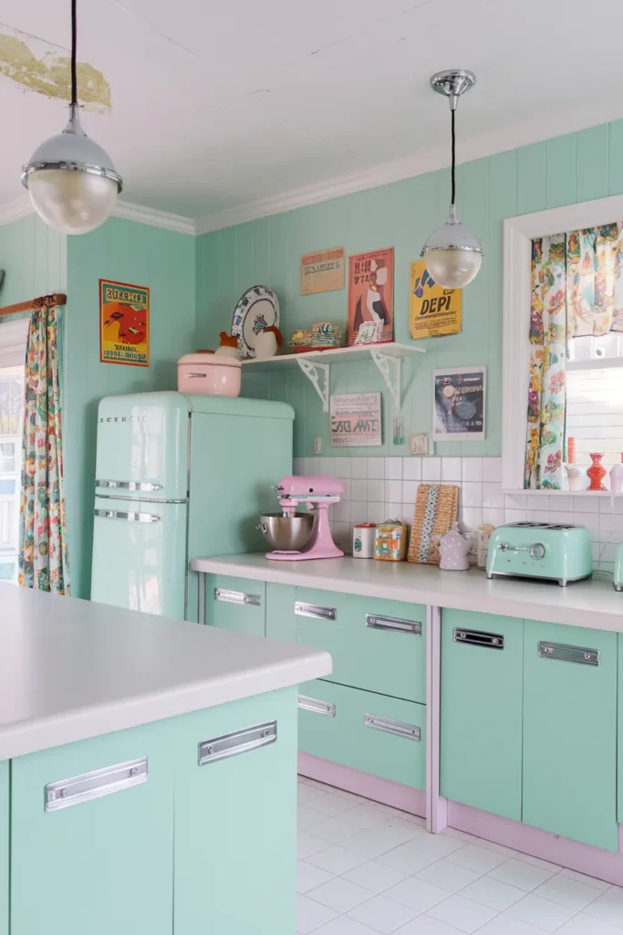 Retro Pastel Kitchen with Pop Colors