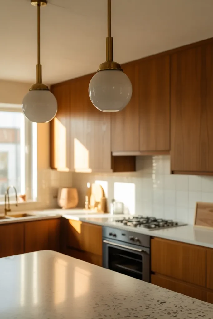 Retro Pendant Lighting with Brass Details