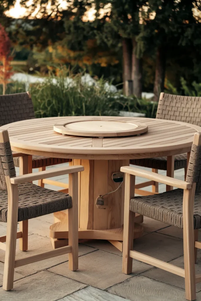 20 DIY Outdoor Dining Table Ideas You’ll Want to Build This Weekend 9 Round Pedestal