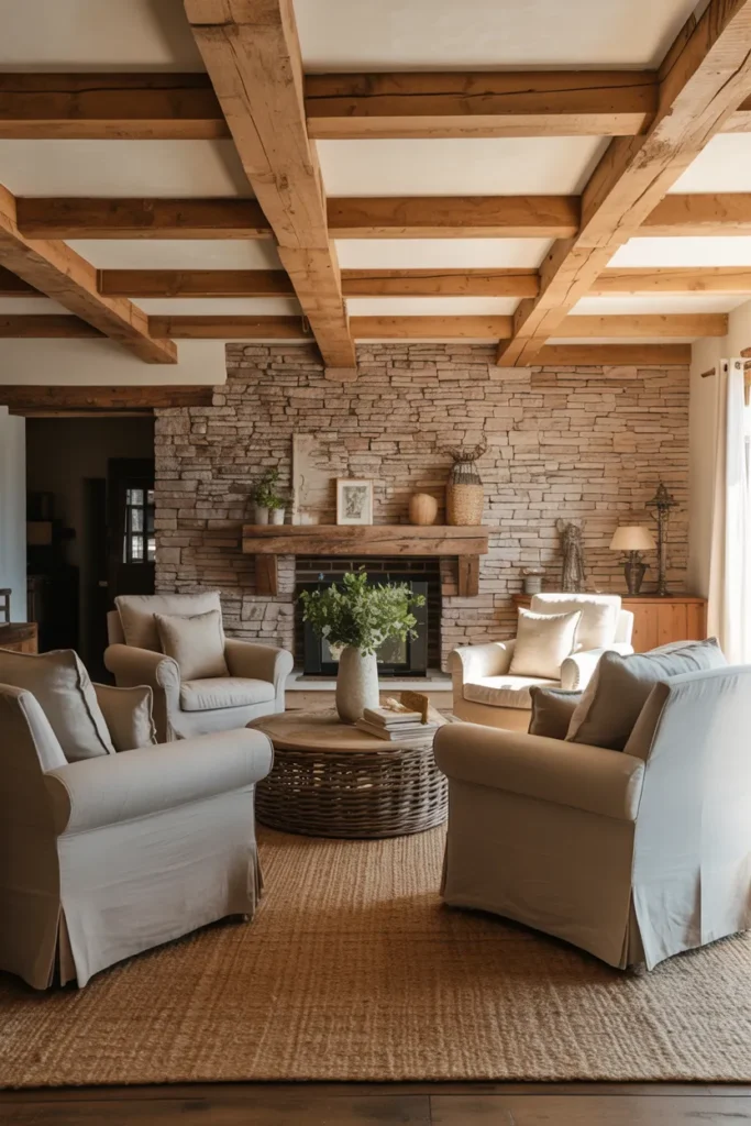 Rustic Beams and Stone Mix