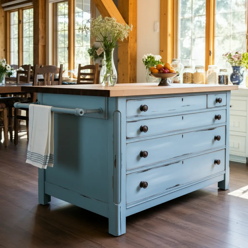 Rustic Kitchen Island from an Old Dresser