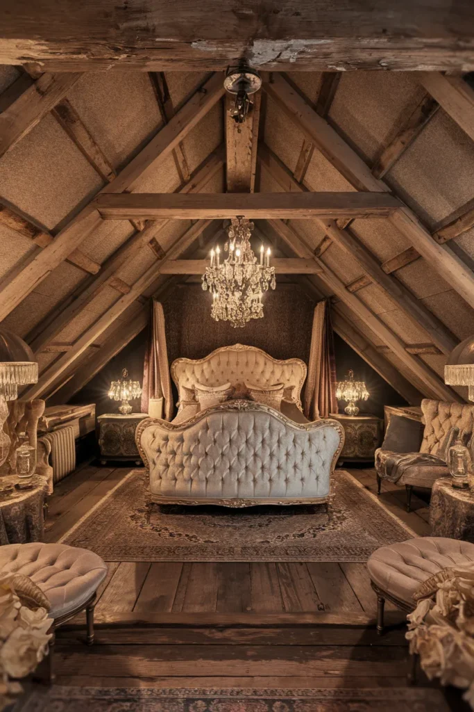 30 Attic Bedroom Ideas That Turn Forgotten Spaces into Dreamy Retreats 11 Rustic Luxe Attic Makeover
