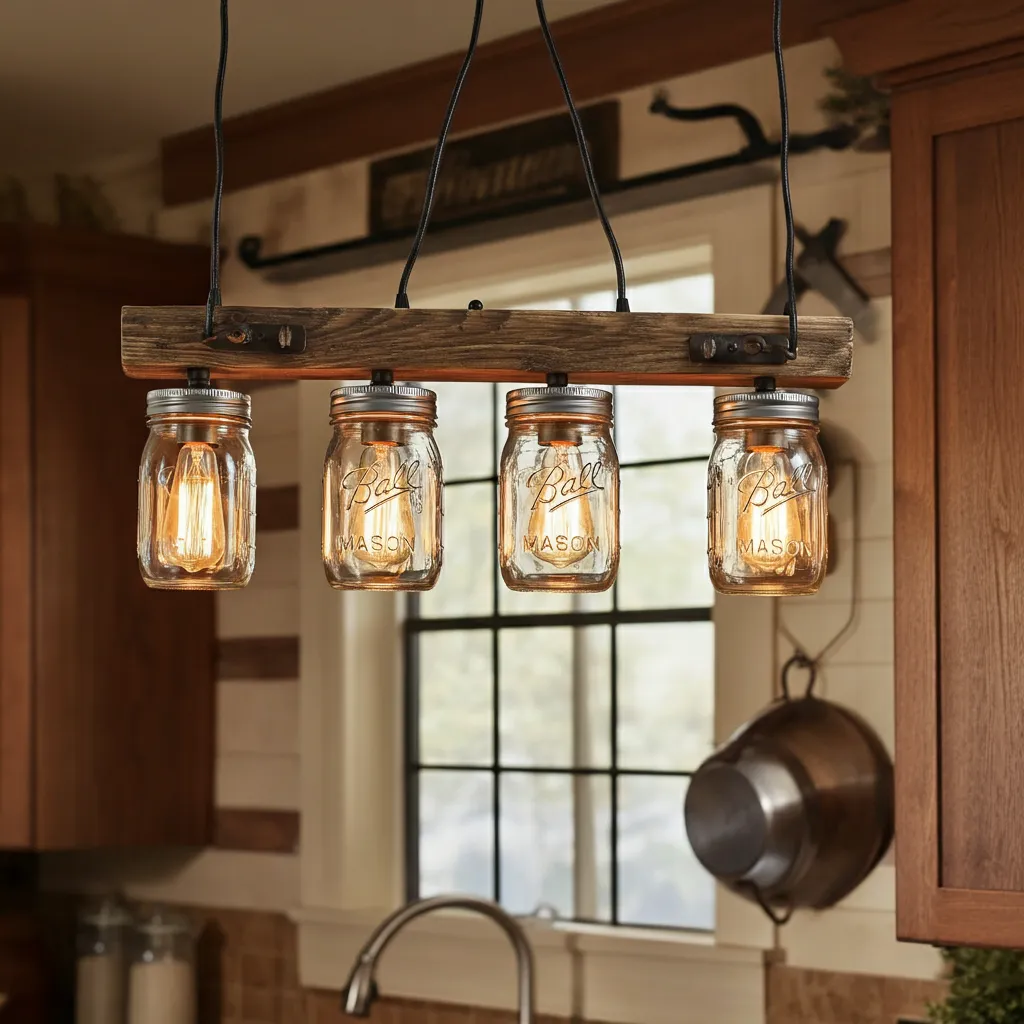 Rustic Mason Jar Chandelier