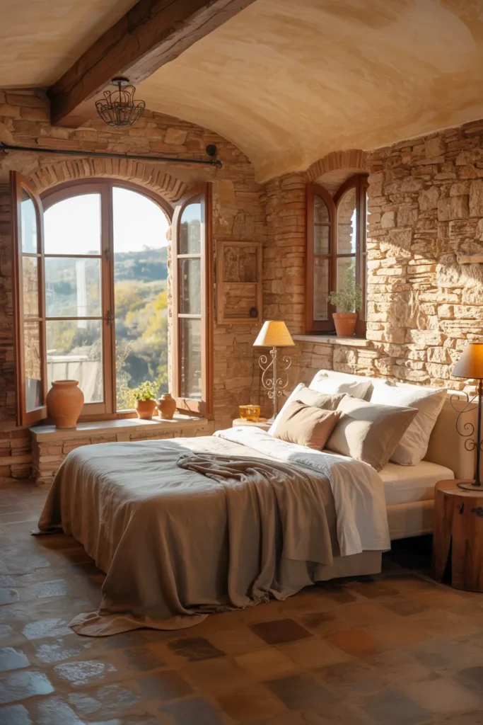 15 Tuscan Bedroom Ideas That Bring Italy’s Warmth Straight Into Your Home 2 Rustic Stone Serenity