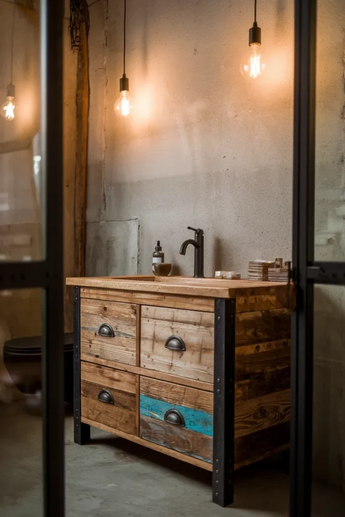 Rustic Vanity with Metal Drawer Pulls