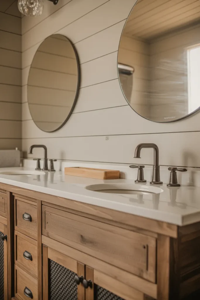 Rustic Vanity with Modern Fixtures