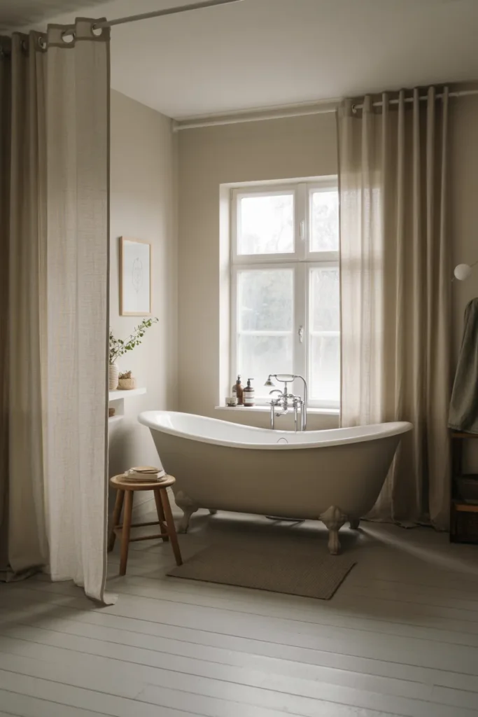 Scandinavian Bathroom with Freestanding Tub Focus