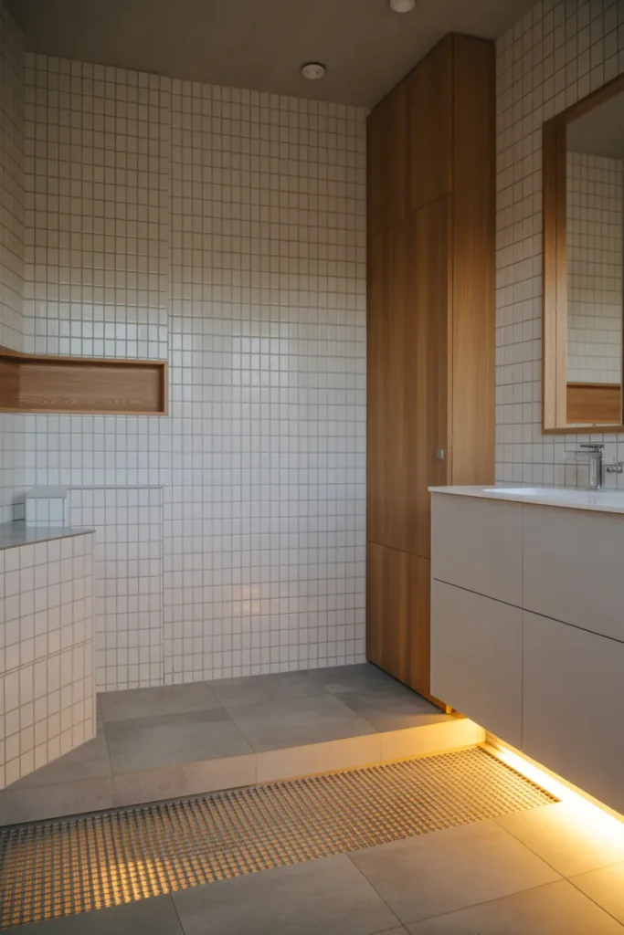 Scandinavian Bathroom with Heated Floors