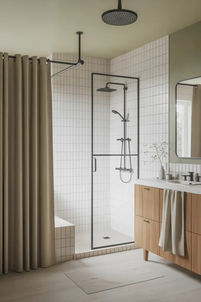 Scandinavian Bathroom with Matte Black Fixtures