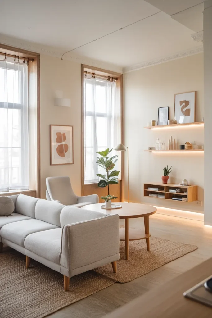 Scandinavian Style Compact Apartment Living Room