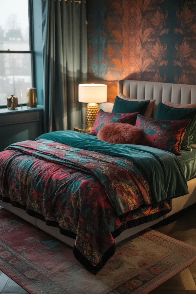 28 Maximalist Bedroom Decor Ideas That Mix Comfort, Color, and Chaos Beautifully 17 Showcase Statement Bedding