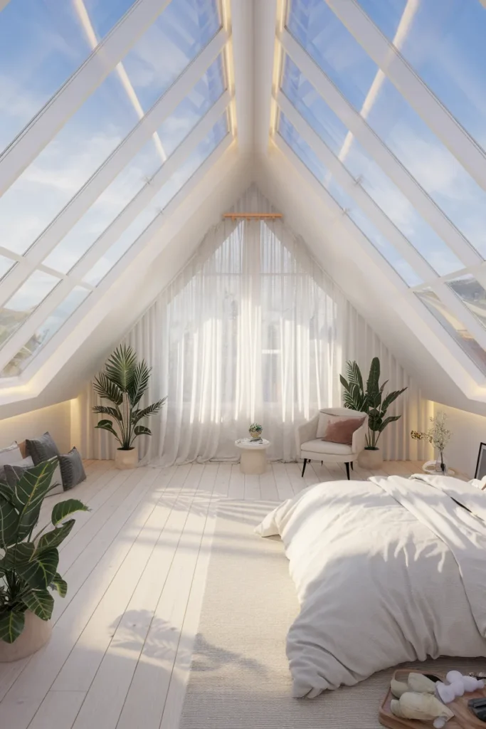 30 Attic Bedroom Ideas That Turn Forgotten Spaces into Dreamy Retreats 3 Skylight Haven for Natural Light Lovers