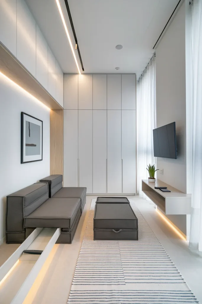 Smart Minimal Studio Apartment Living Room