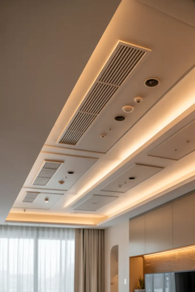 30 False Ceiling Ideas That Instantly Make Your Home Look More Luxurious 28 Smart Sensor Ceiling with Integrated Air Ventilation System