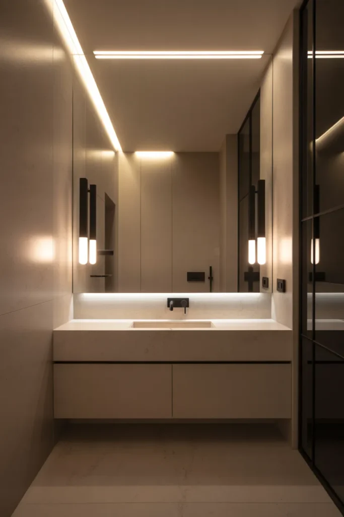 Simple Meets Stylish: 25 Minimalist Bathroom Designs That Inspire Clarity 12 Soft Ambient Lighting