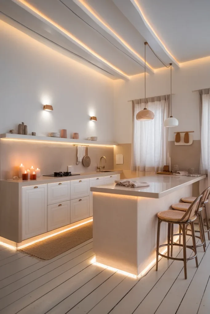 25 Cozy Scandinavian Kitchen Designs That Feel Effortlessly Chic 10 Soft Lighting and Ambient Glow