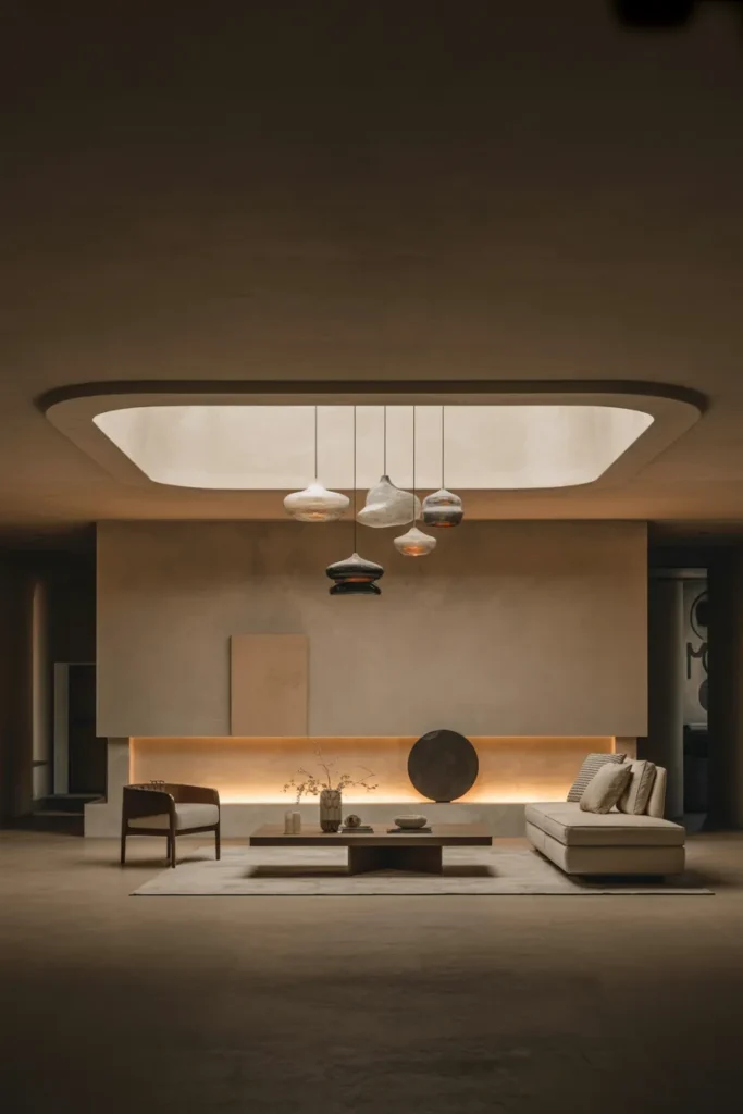 Statement Lighting Sunken Living Room