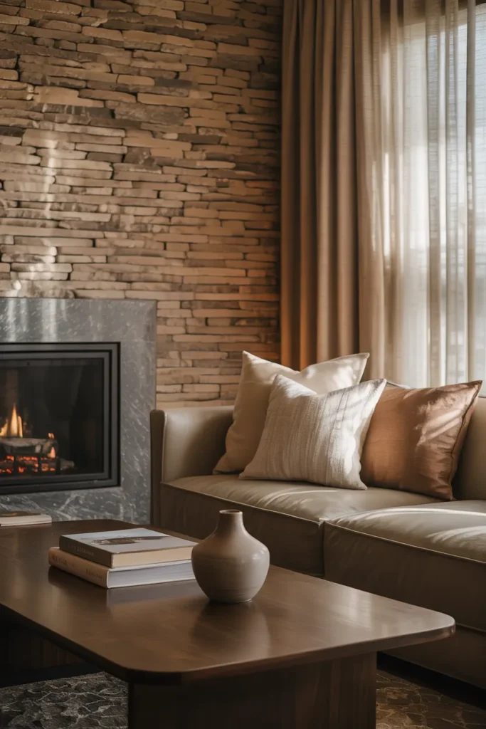 Stone Accent Wall with Natural Texture