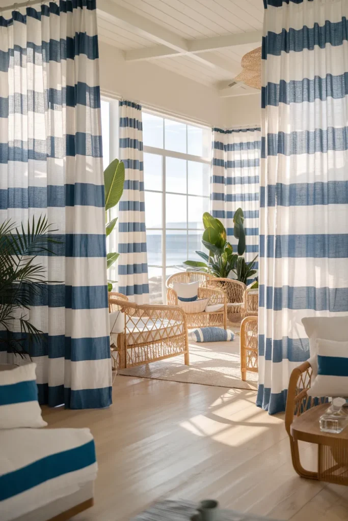 Striped Linen Curtains for Coastal Charm