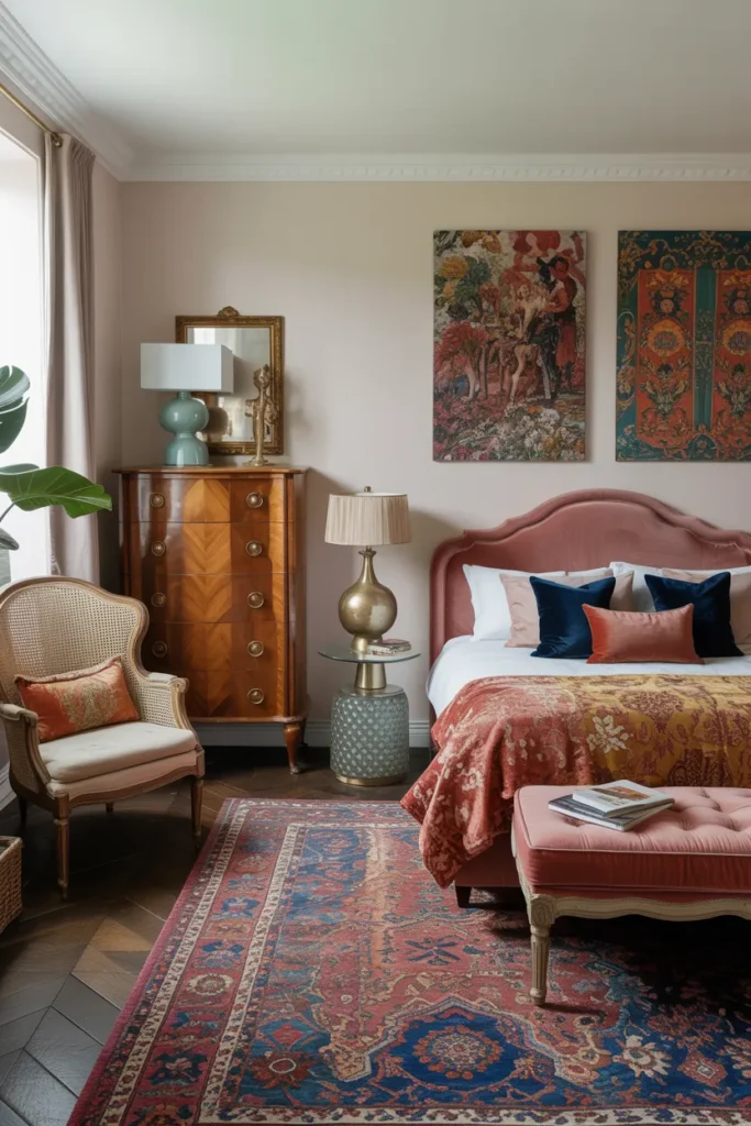 28 Maximalist Bedroom Decor Ideas That Mix Comfort, Color, and Chaos Beautifully 22 Style with Eclectic Furniture