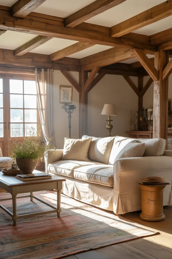 Sun Washed Beams with Linen Ease