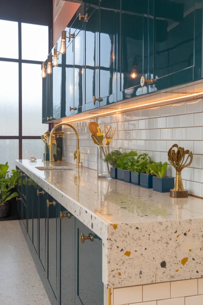 Terrazzo Countertops with Metallic Flecks