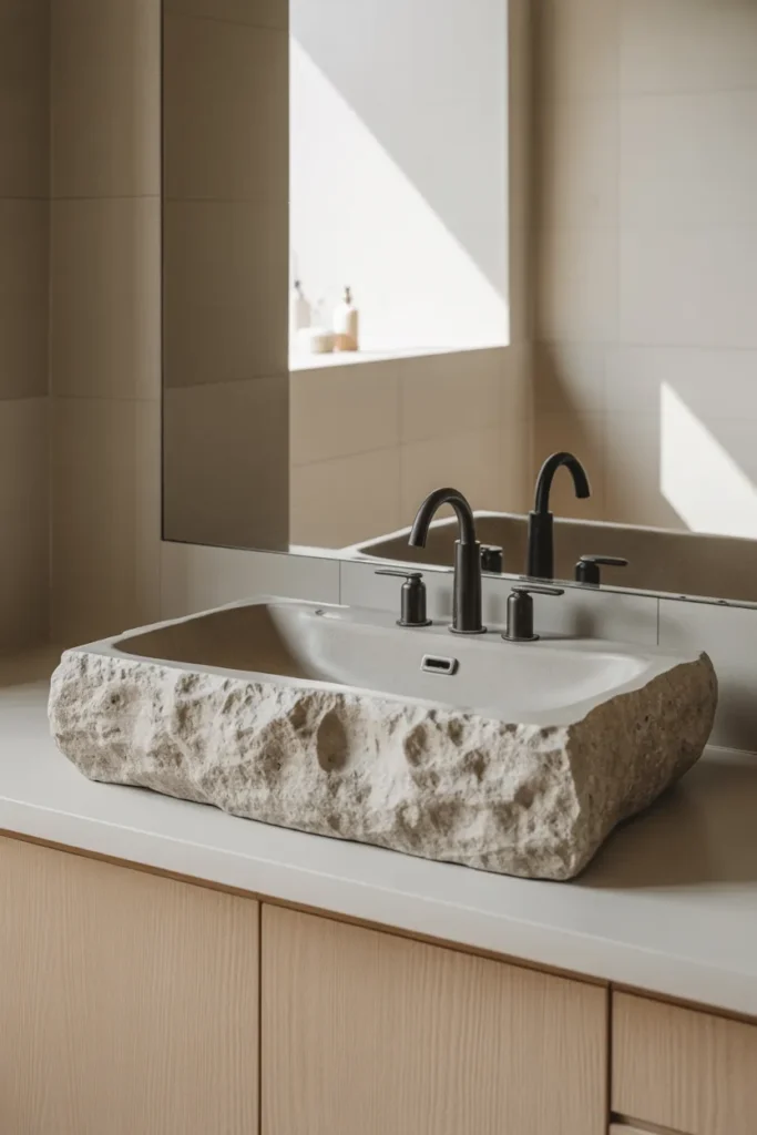 Textured Stone Sink for Organic Character
