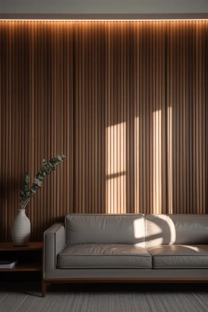 Textured Wood Slat Accent Wall