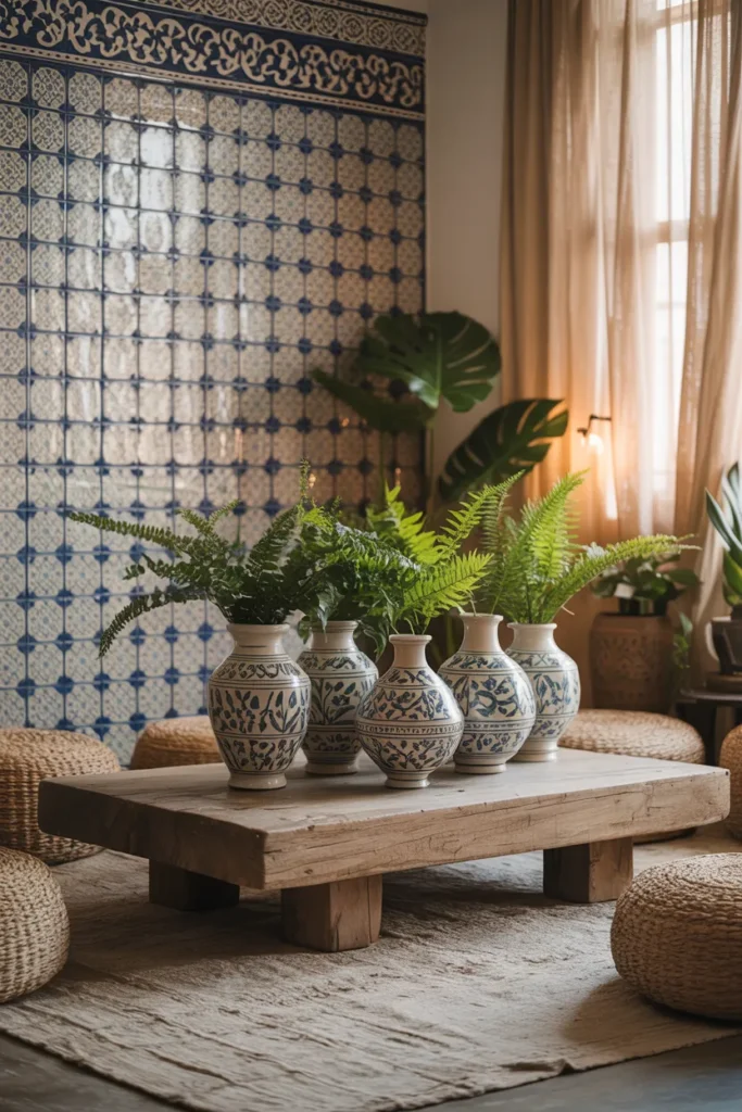 Tile Accent Wall with Patterned Design