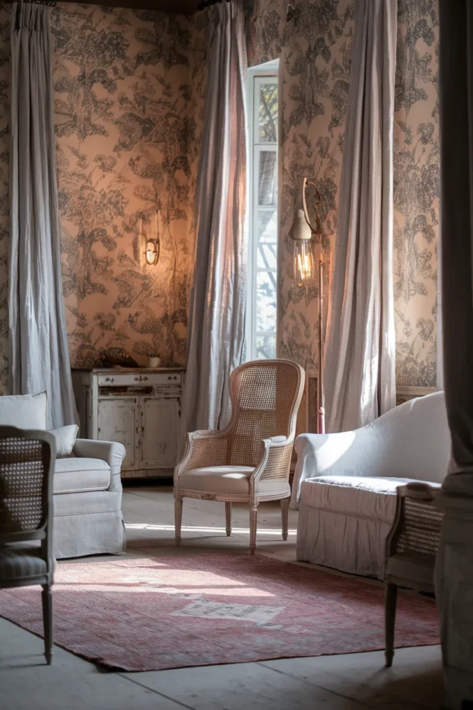 Toile Accent and Cane Details