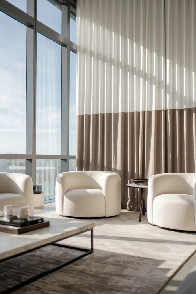 Two-Tone Linen Curtains for Visual Contrast