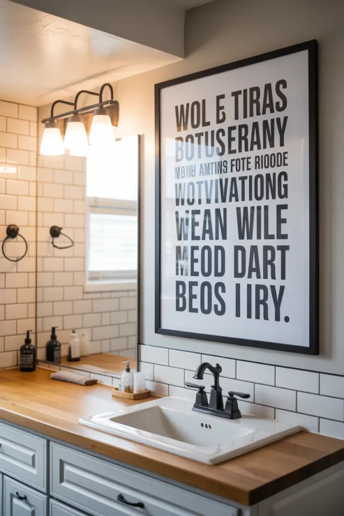 15 Must-Try Bathroom Artwork Ideas That Make Your Space Feel Like a Spa 12 Typography Art