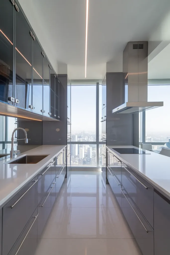 Urban Skyline Minimalist Kitchen