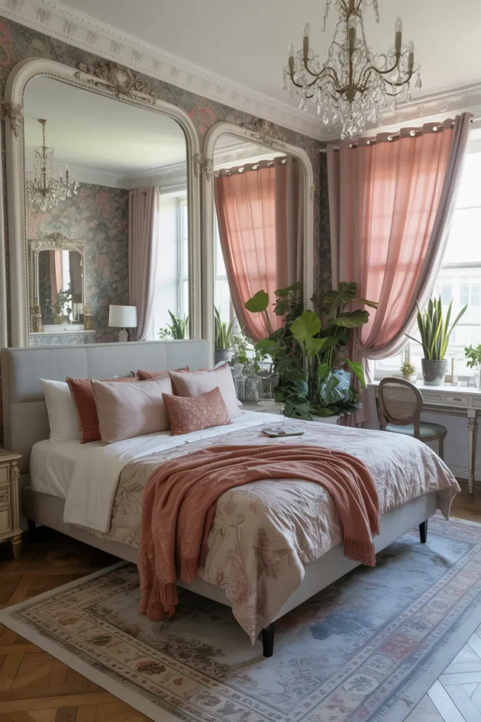 28 Maximalist Bedroom Decor Ideas That Mix Comfort, Color, and Chaos Beautifully 15 Use Mirrors to Expand Space