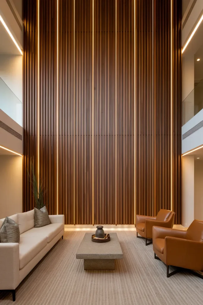 Use Vertical Wooden Slats for Warmth and Rhythm
