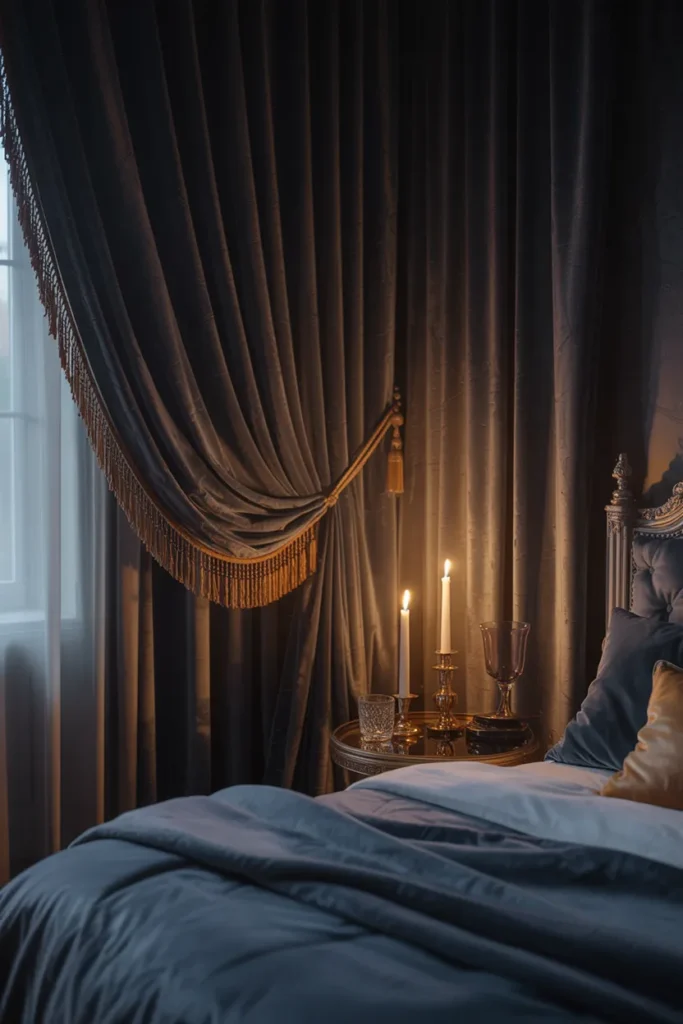 Velvet Curtains and Golden Trim