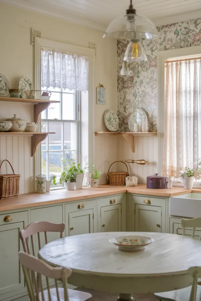 Vintage Cottage Kitchen with Floral Touches