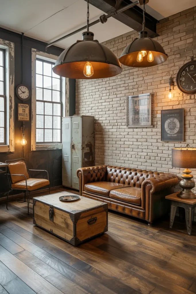 Vintage Industrial Decor with Statement Lighting