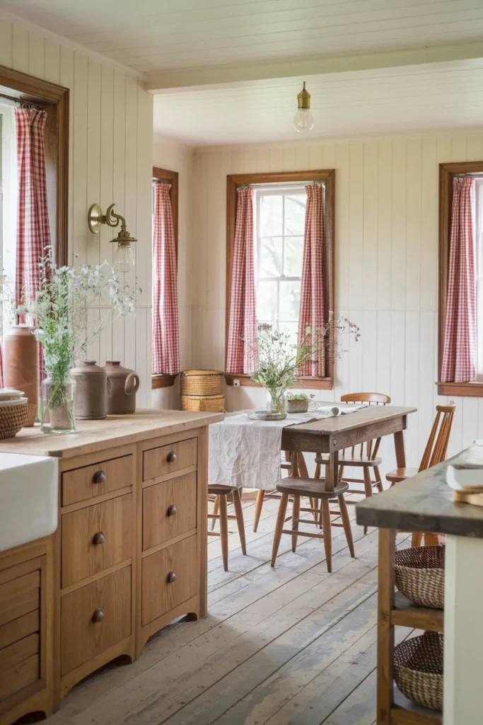 Vintage Kitchen with Checkered Curtains