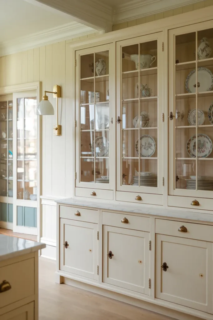 Vintage Kitchen with Glass Cabinet Doors