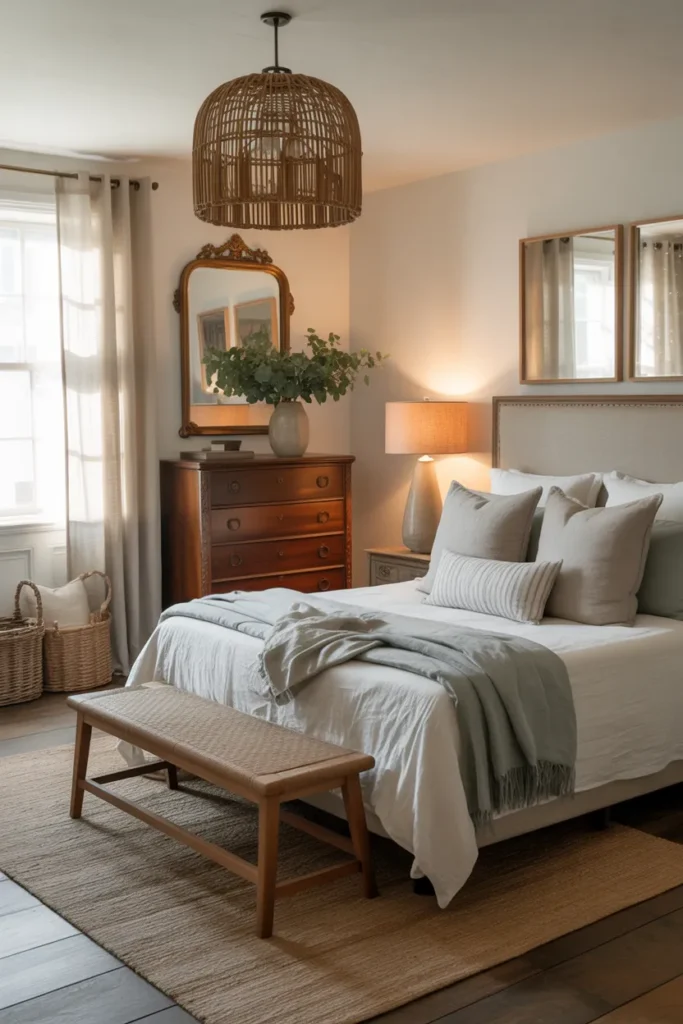 17 Warm and Elegant Nancy Meyers Bedroom Aesthetic Ideas for Timeless Comfort 5 Vintage Pieces with Modern Ease