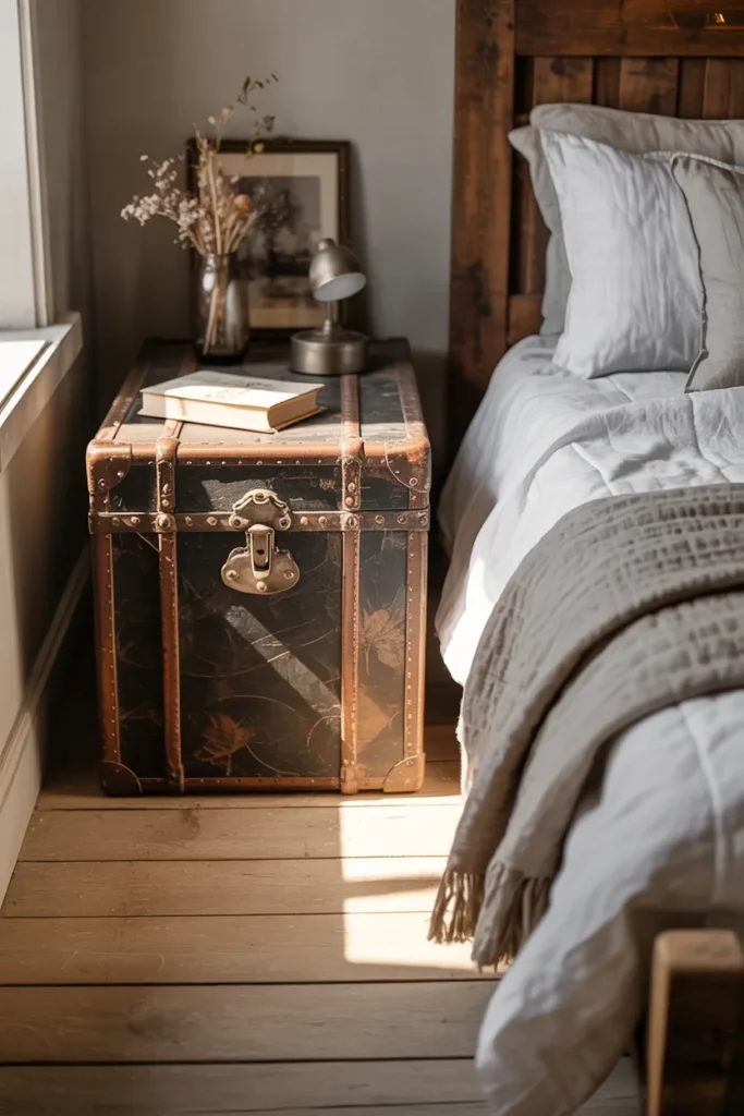 Vintage Trunk as a Bedside Table