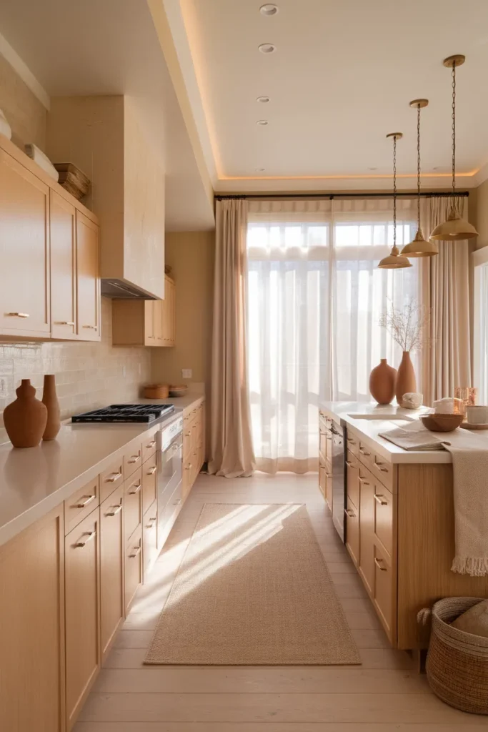 25 Cozy Scandinavian Kitchen Designs That Feel Effortlessly Chic 2 Warm Neutrals with Soft Wooden Accents