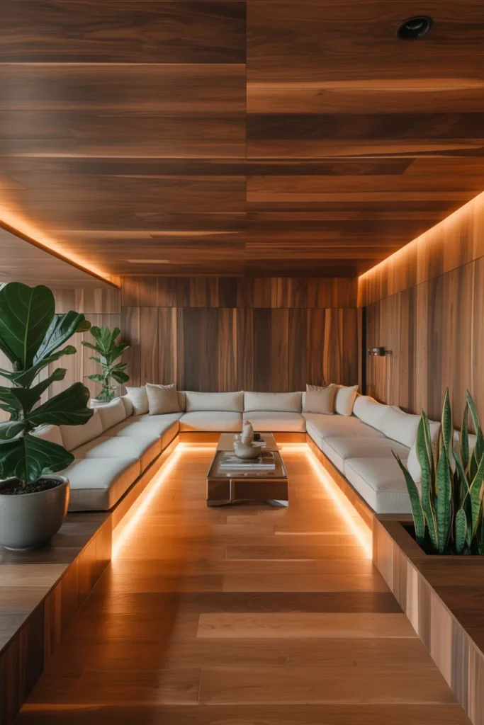 Warm Wood Sunken Living Area