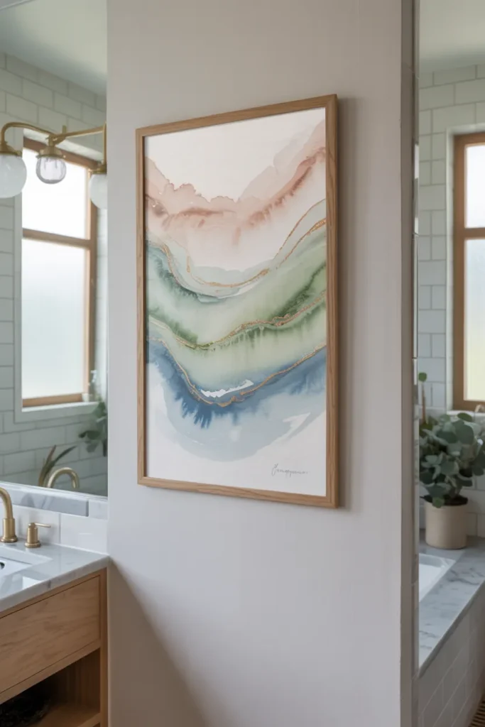 15 Must-Try Bathroom Artwork Ideas That Make Your Space Feel Like a Spa 13 Watercolor Whispers