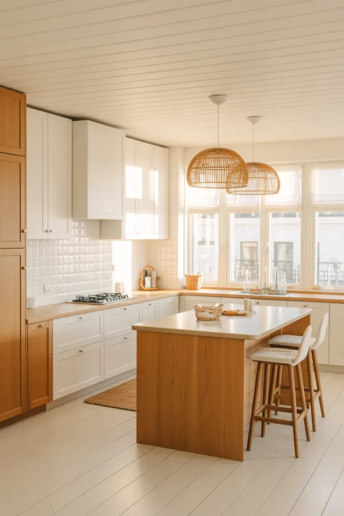 25 Cozy Scandinavian Kitchen Designs That Feel Effortlessly Chic 17 White and Wood Harmony