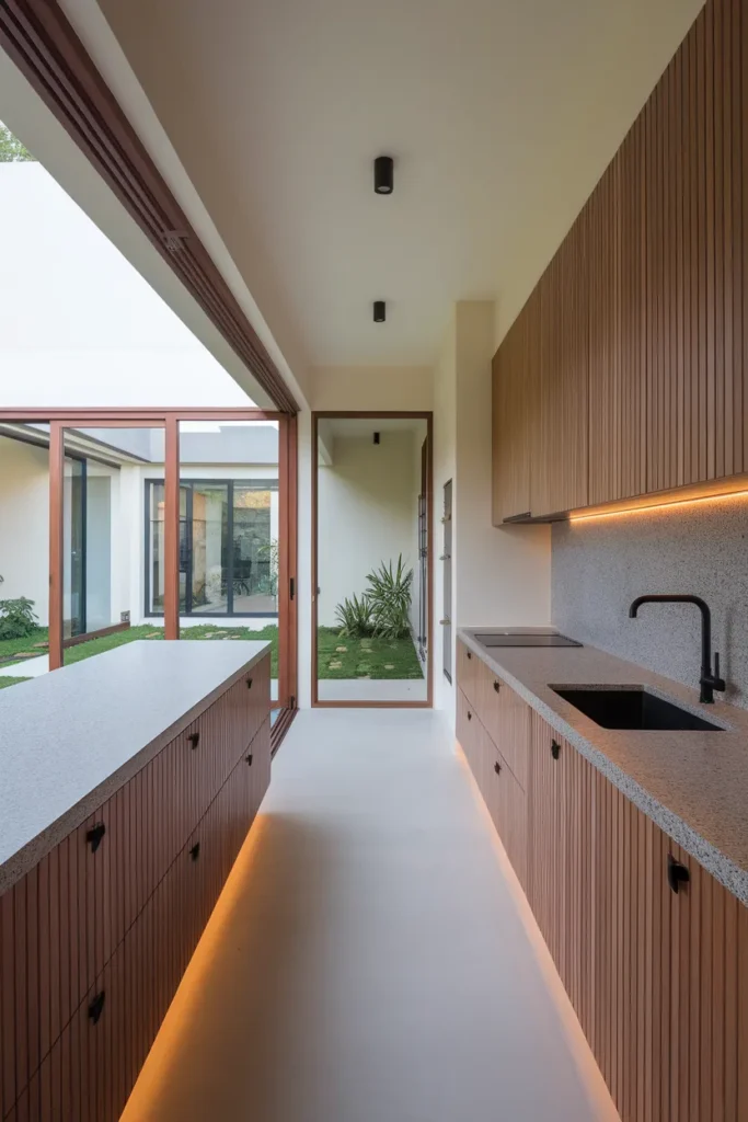 Zen Courtyard Minimalist Kitchen